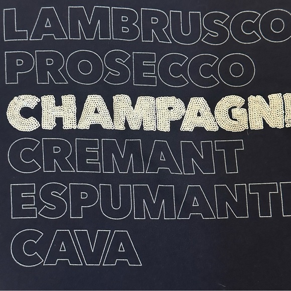 J. CREW NAVY BLUE SEQUIN CHAMPAGNE PULLOVER SWEATSHIRT WOMENS SZ LARGE - Picture 3 of 6